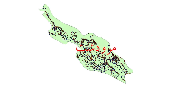 دانلود نقشه شیپ فایل جمعیت نقاط شهری و روستایی شهرستان مرودشت از سال 1335 تا 1395