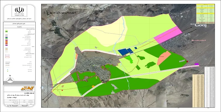 نقشه محدوده و حریم شهر سمنان | کیفیت بالا