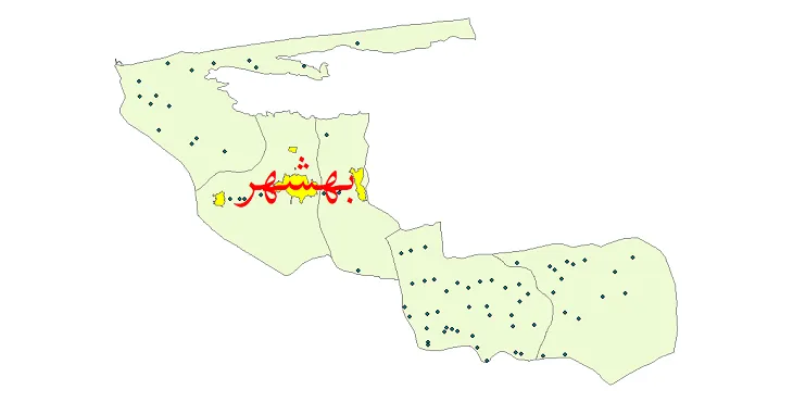 دانلود نقشه شیپ فایل (GIS) تقسیمات سیاسی شهرستان بهشهر سال 1400