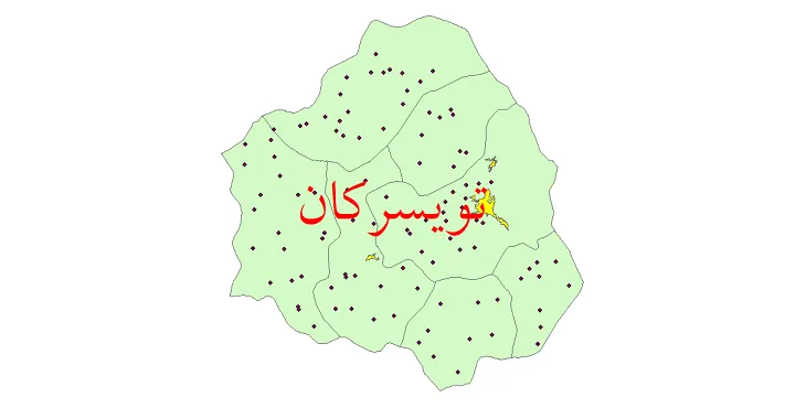 دانلود نقشه شیپ فایل (GIS) تقسیمات سیاسی شهرستان تویسرکان سال 1400