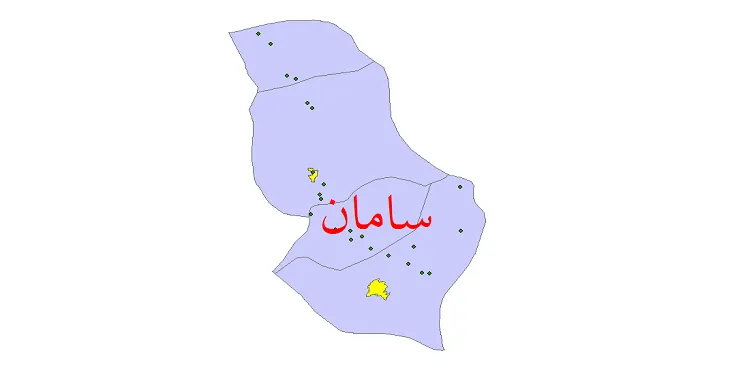 دانلود نقشه شیپ فایل (GIS) تقسیمات سیاسی شهرستان سامان سال 1400