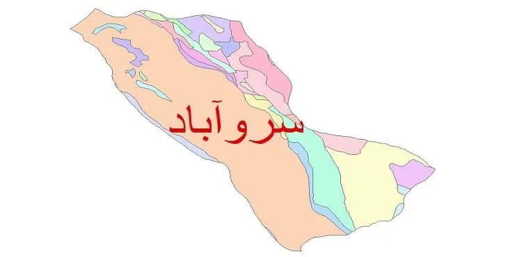 نقشه شیپ فایل (GIS) زمین شناسی شهرستان سروآباد
