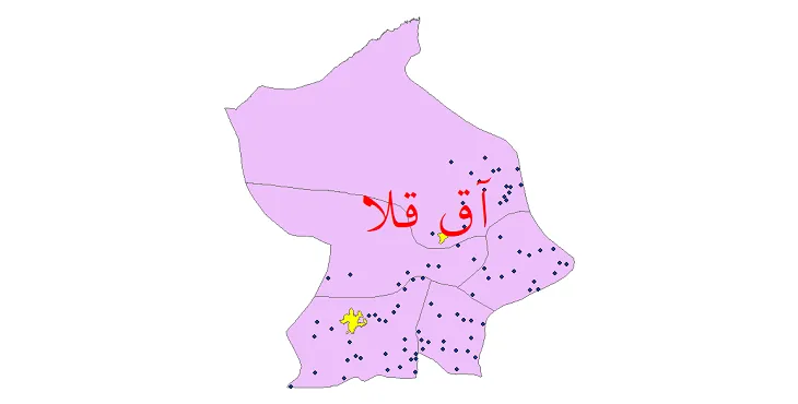 دانلود نقشه شیپ فایل (GIS) تقسیمات سیاسی شهرستان آق قلا سال 1400