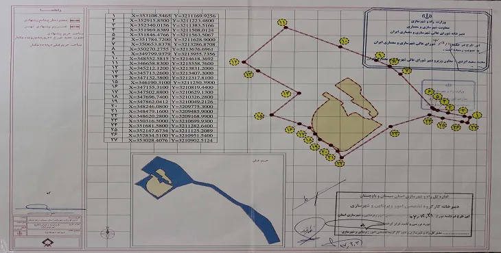 نقشه محدوده و حریم شهر میرجاوه | کیفیت بالا