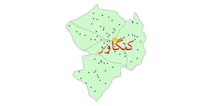 دانلود نقشه شیپ فایل (GIS) تقسیمات سیاسی شهرستان کنگاور سال 1400