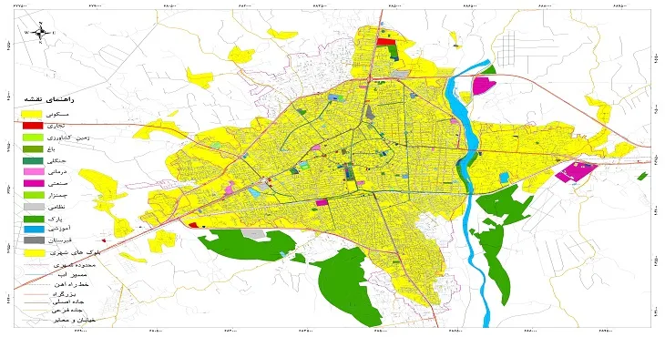 نقشه شیپ فایل (GIS) شهر ساری 1405 + عکس با کیفیت