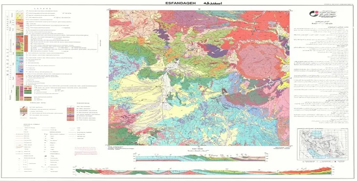 نقشه زمین‌ شناسی محدوده شهری اسفندقه + تصویر با کیفیت بالا