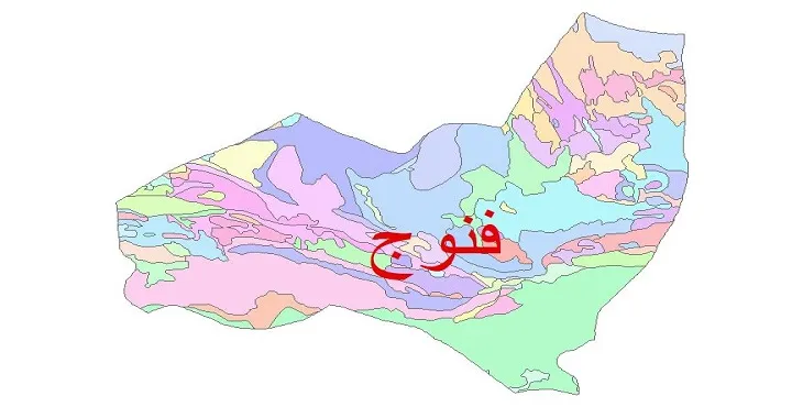 نقشه شیپ فایل (GIS) زمین شناسی شهرستان فنوج
