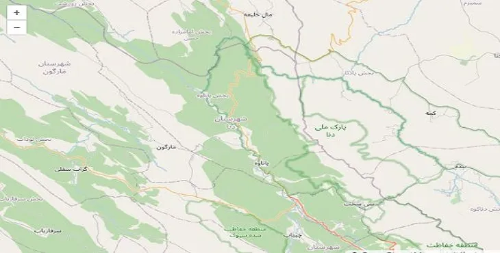 دانلود نقشه شهرستان دنا + pdf با کیفیت بالا