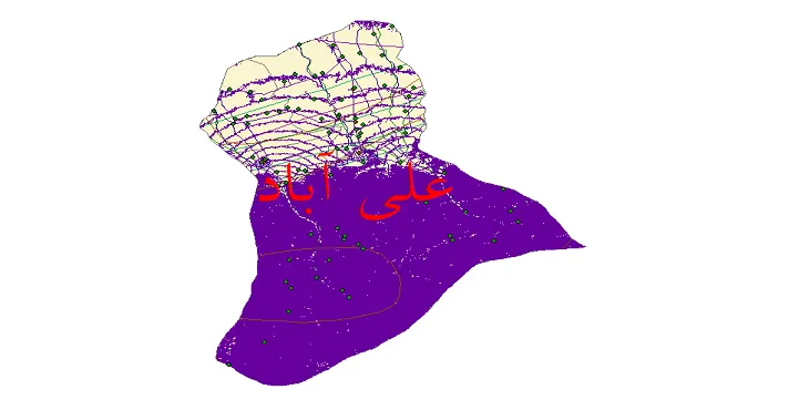 دانلود نقشه های شیپ فایل شهرستان علی آباد + کاملترین لایه GIS