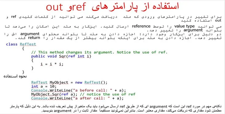 دانلود پاورپوینت استفاده از پارامترهای ref و out