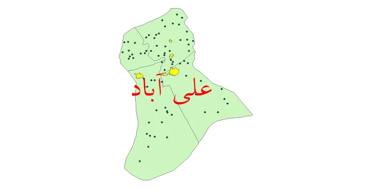 دانلود نقشه شیپ فایل (GIS) تقسیمات سیاسی شهرستان علی آباد سال 1400