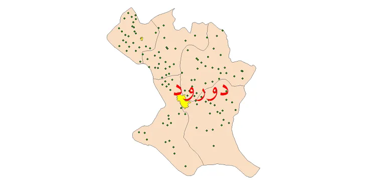 دانلود نقشه شیپ فایل (GIS) تقسیمات سیاسی شهرستان دورود سال 1400