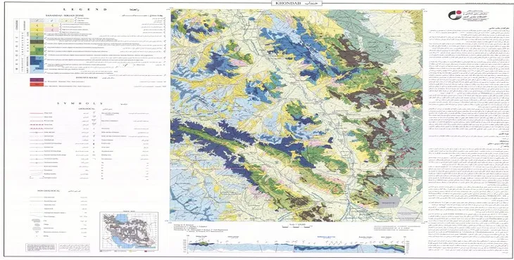 نقشه زمین‌ شناسی محدوده شهری خنداب + تصویر با کیفیت بالا