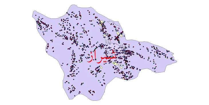دانلود نقشه شیپ فایل جمعیت نقاط شهری و روستایی شهرستان شیراز از سال 1335 تا 1395