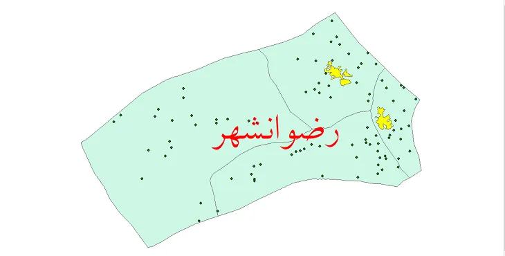 دانلود نقشه شیپ فایل (GIS) تقسیمات سیاسی شهرستان رضوانشهر سال 1400