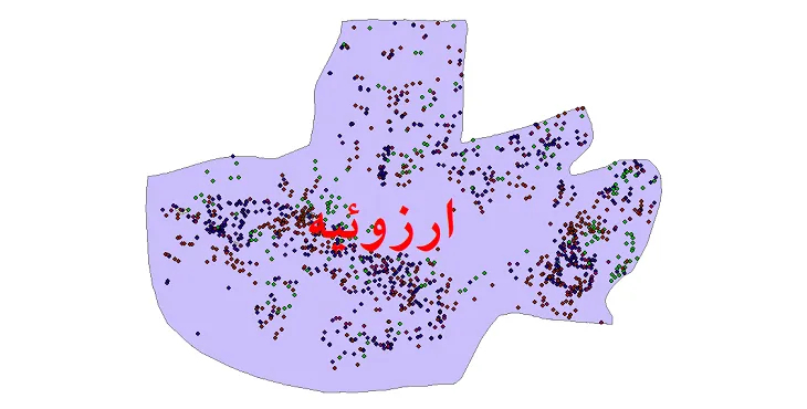 دانلود نقشه شیپ فایل جمعیت نقاط شهری و روستایی شهرستان ارزوئیه از سال 1335 تا 1395
