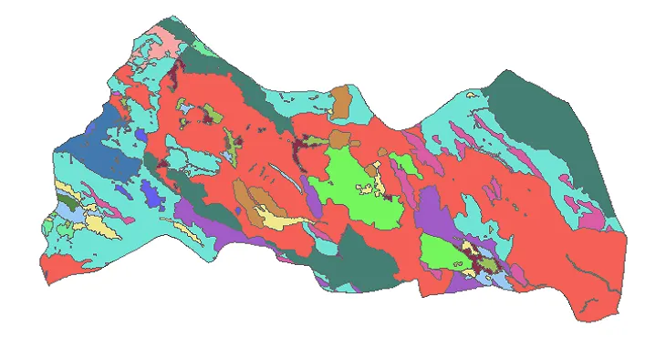 بروزترین نقشه شیپ فایل کاربری اراضی شهرستان سربیشه + PDF