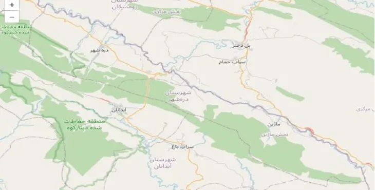 دانلود نقشه شهرستان دره شهر + pdf با کیفیت بالا