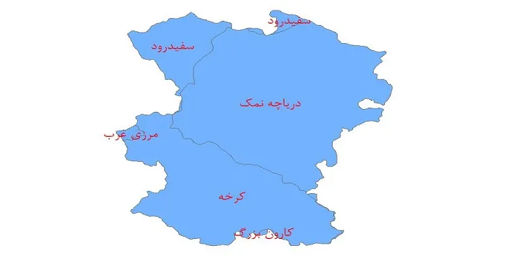دانلود نقشه شیپ فایل (لایه GIS) حوضه های آبریز استان همدان