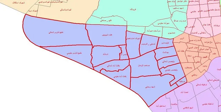 دانلود نقشه شیپ فایل محلات منطقه 18 شهر تهران