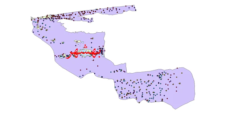 دانلود نقشه شیپ فایل جمعیت نقاط شهری و روستایی شهرستان بهشهر از سال 1335 تا 1395