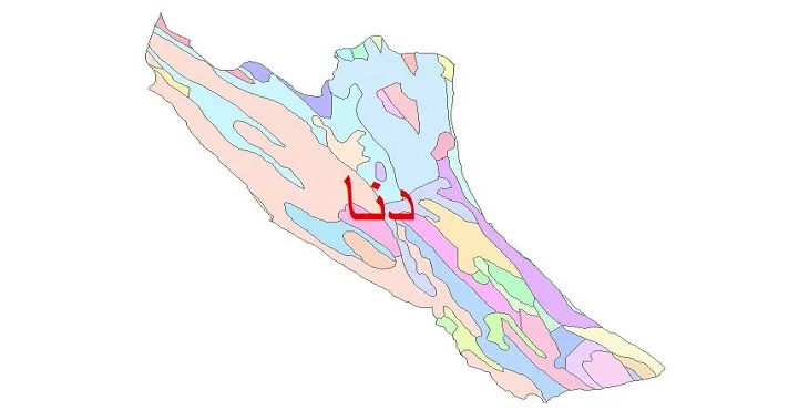 نقشه شیپ فایل (GIS) زمین‌ شناسی شهرستان دنا