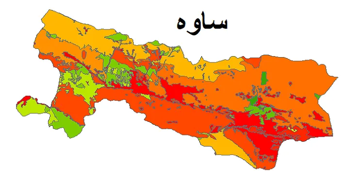 بروزترین نقشه شیپ فایل کاربری اراضی شهرستان ساوه + PDF