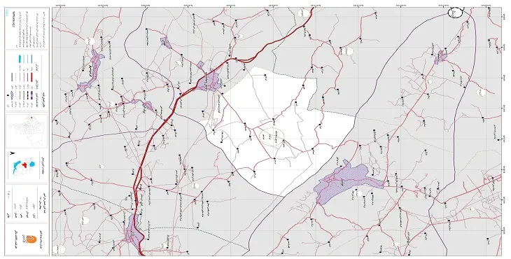 نقشه روستاهای شهرستان بوئین میاندشت + کیفیت بالا