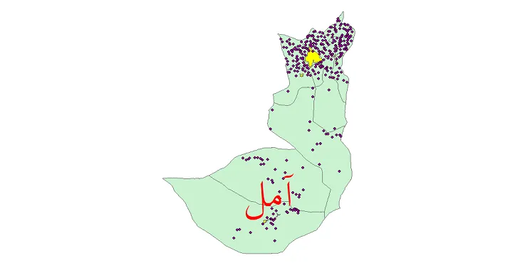 دانلود نقشه شیپ فایل (GIS) تقسیمات سیاسی شهرستان آمل سال 1400