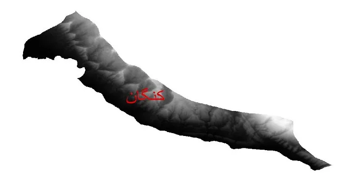 دانلود نقشه دم (DEM) شهرستان کنگان | دقت 30 متر