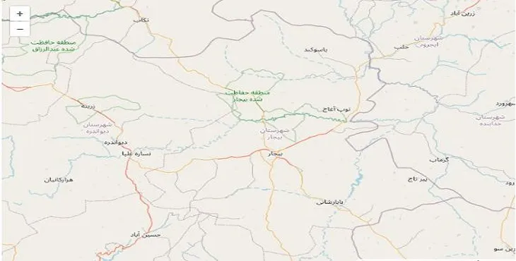 دانلود نقشه شهرستان بیجار + pdf با کیفیت بالا