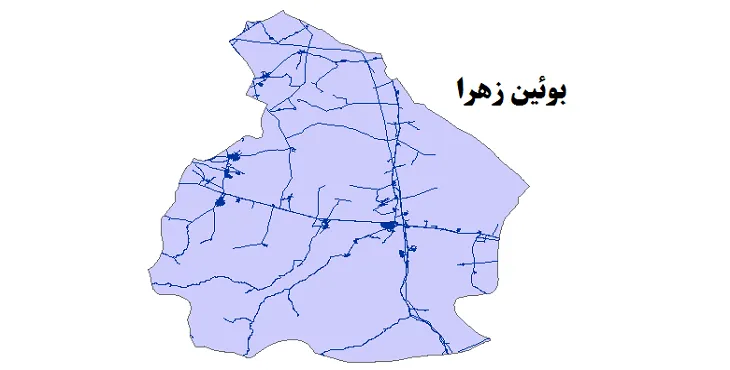 جدیدترین نقشه شیپ فایل راه های شهرستان بویین زهرا + PDF