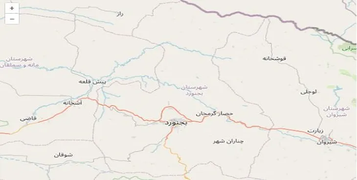دانلود نقشه شهرستان بجنورد + pdf با کیفیت بالا