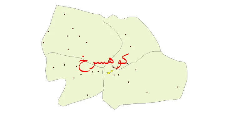 دانلود نقشه شیپ فایل (GIS) تقسیمات سیاسی شهرستان کوهسرخ سال 1400