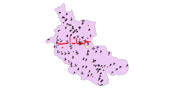 دانلود نقشه شیپ فایل جمعیت نقاط شهری و روستایی شهرستان خنداب از سال 1335 تا 1395