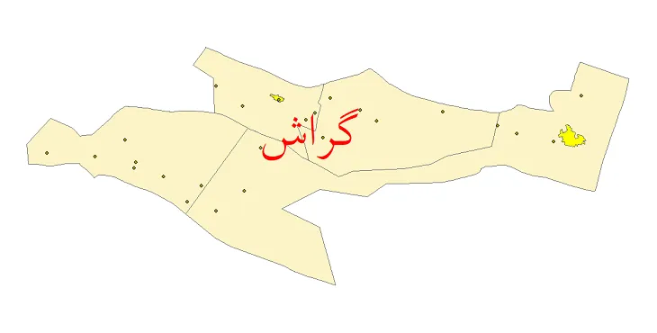 دانلود نقشه شیپ فایل (GIS) تقسیمات سیاسی شهرستان گراش سال 1400