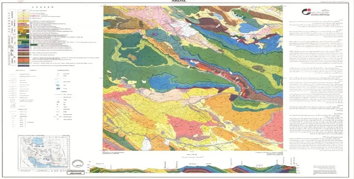 نقشه زمین‌ شناسی محدوده شهری اردل + تصویر با کیفیت بالا