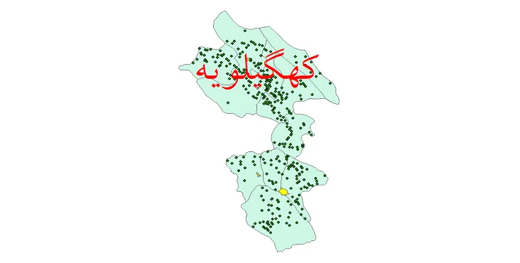 دانلود نقشه شیپ فایل (GIS) تقسیمات سیاسی شهرستان کهگیلویه سال 1400