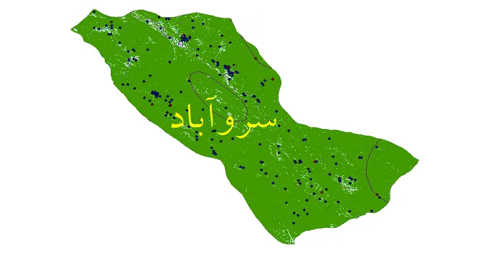 دانلود نقشه های شیپ فایل شهرستان سروآباد + کاملترین لایه GIS