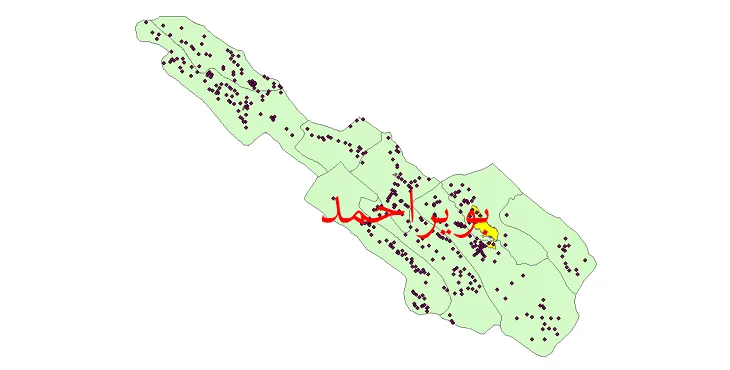 دانلود نقشه شیپ فایل (GIS) تقسیمات سیاسی شهرستان بویراحمد سال 1400