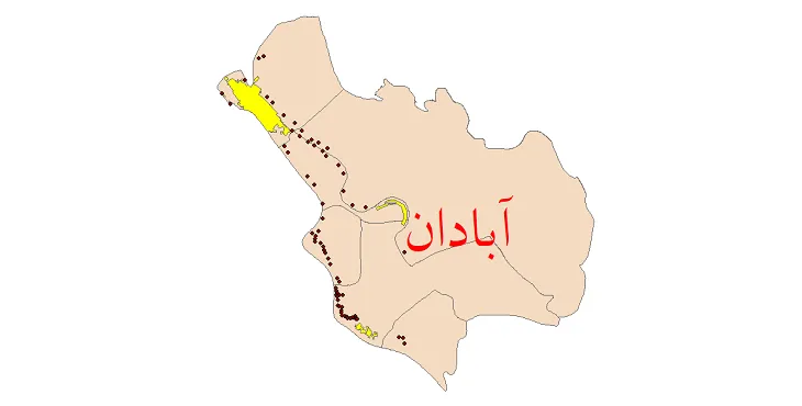 دانلود نقشه شیپ فایل (GIS) تقسیمات سیاسی شهرستان آبادان سال 1400