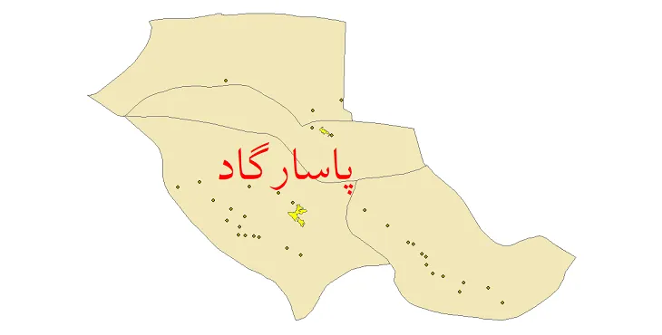 دانلود نقشه شیپ فایل (GIS) تقسیمات سیاسی شهرستان پاسارگاد سال 1400