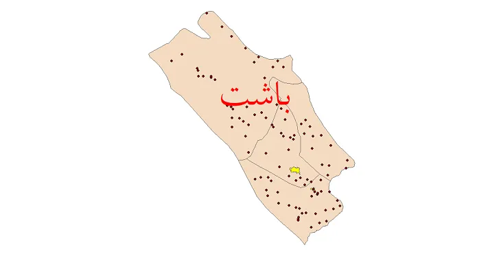 دانلود نقشه شیپ فایل (GIS) تقسیمات سیاسی شهرستان باشت سال 1400