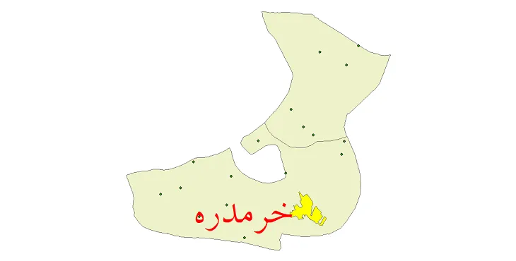 دانلود نقشه شیپ فایل (GIS) تقسیمات سیاسی شهرستان خرمدره سال 1400