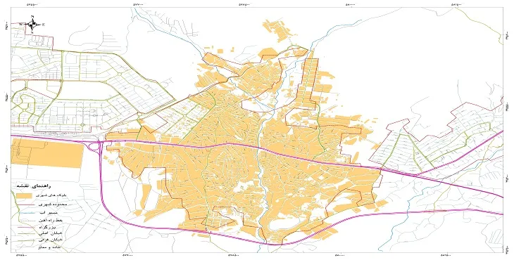 نقشه خیابان‌ها و معابر شهر بومهن + عکس کیفیت بالا