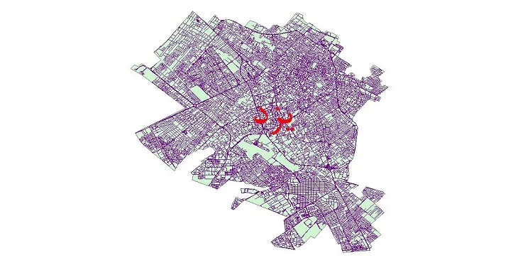 دانلود نقشه شیپ فایل شبکه معابر شهر یزد