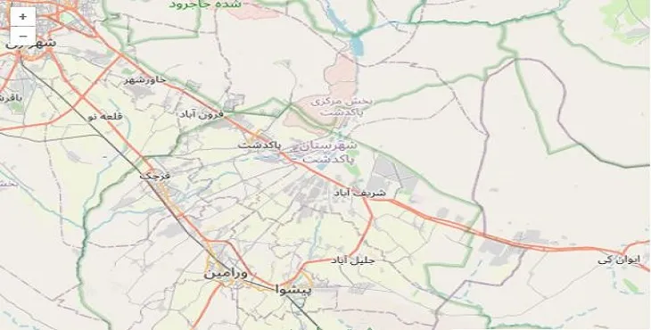 دانلود نقشه شهرستان پاکدشت + pdf با کیفیت بالا