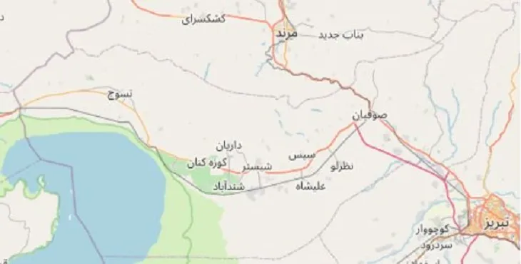 دانلود نقشه شهرستان شبستر + pdf با کیفیت بالا