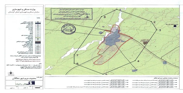 نقشه محدوده و حریم شهر دهگلان | کیفیت بالا